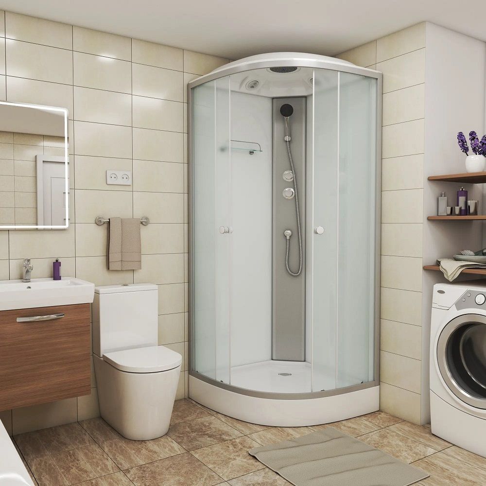 Душевая кабина NG-4303-14 80х80х215 см низкий поддон 13 см, стекло матовое