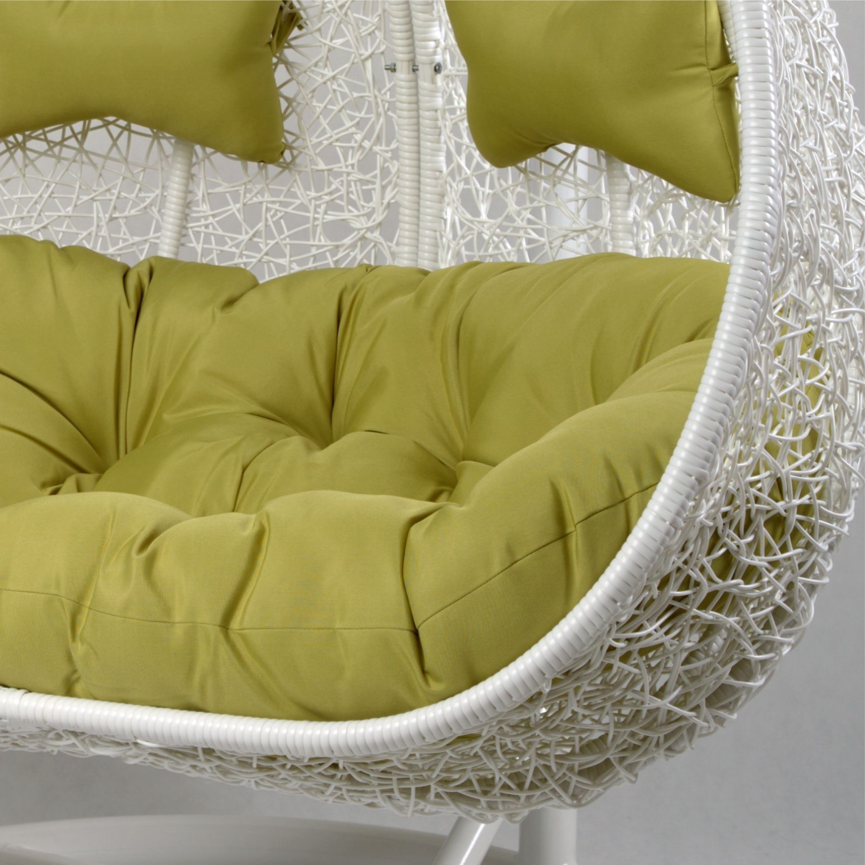 Кресло подвесное двухместное иск. ротанг Gemini плетение белое