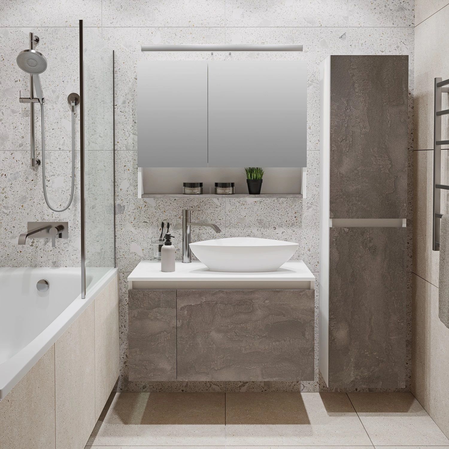 Тумба подвесная Бари 80 Железный камень под накладную раковину