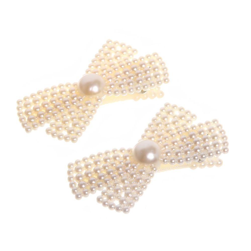 Зажимы для волос Krasa Aks Бантик белый 8х2,5 см 2 шт