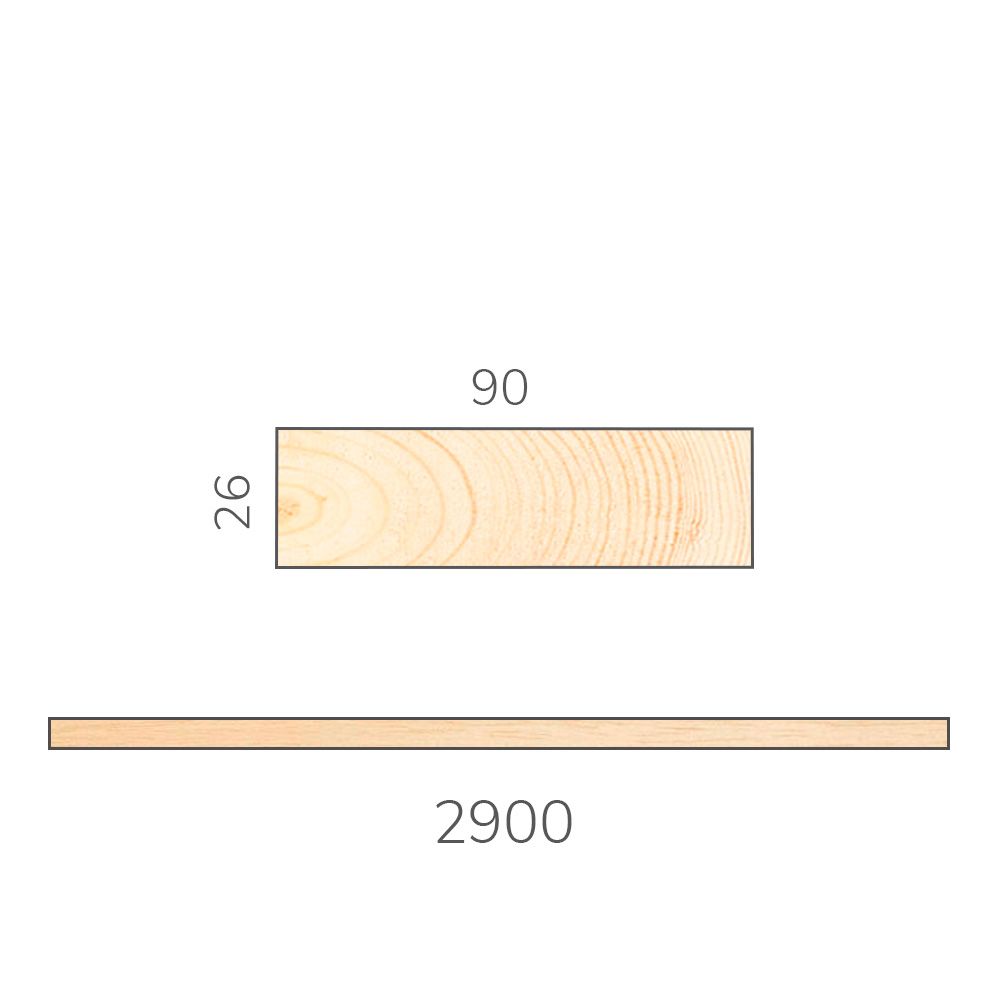 Полок 26х90х2900 мм липа сорт А