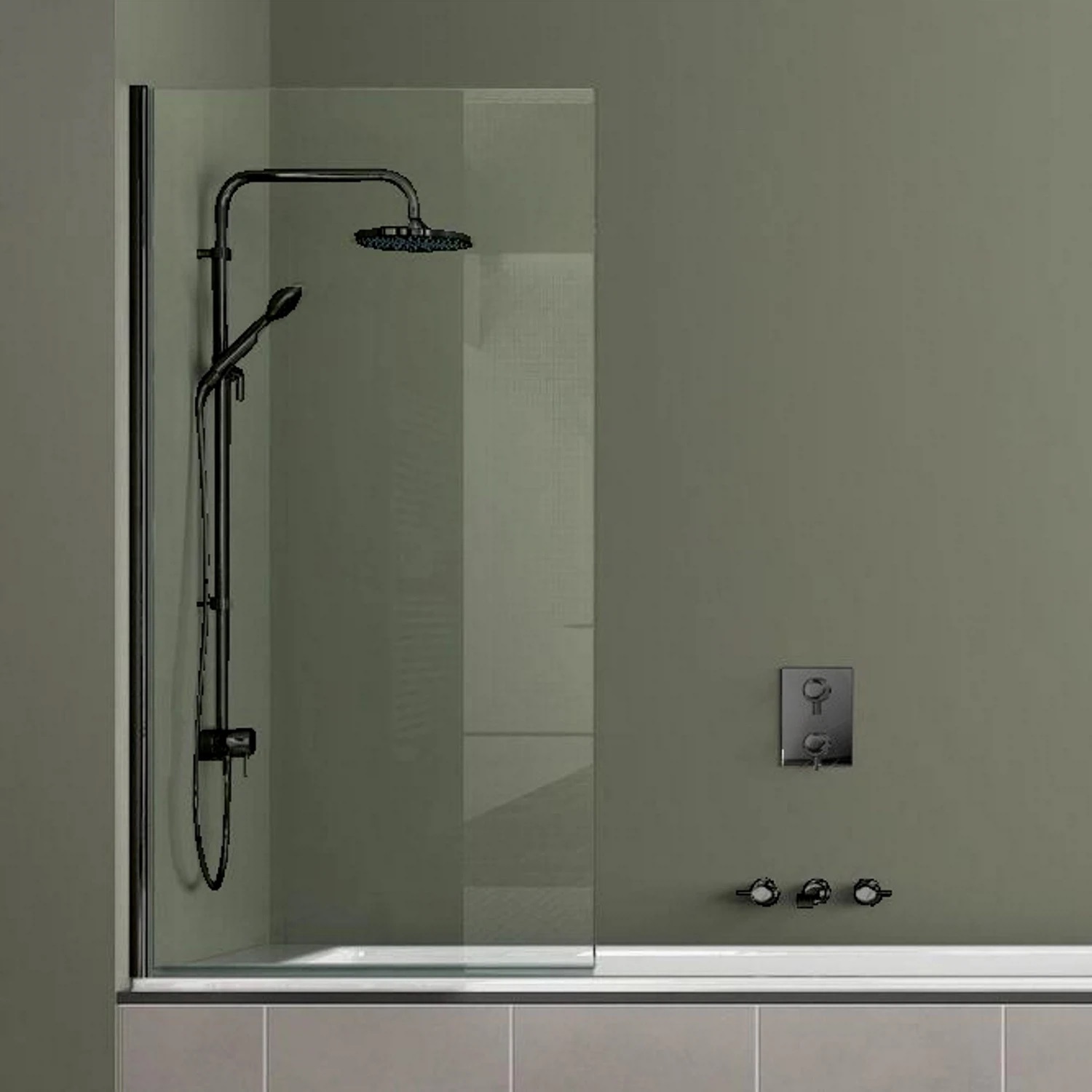 Штора на ванну Azario Merrit AZ-NF6211-1 Black 800х1400 мм стекло прозрачное 6 мм, профиль черный