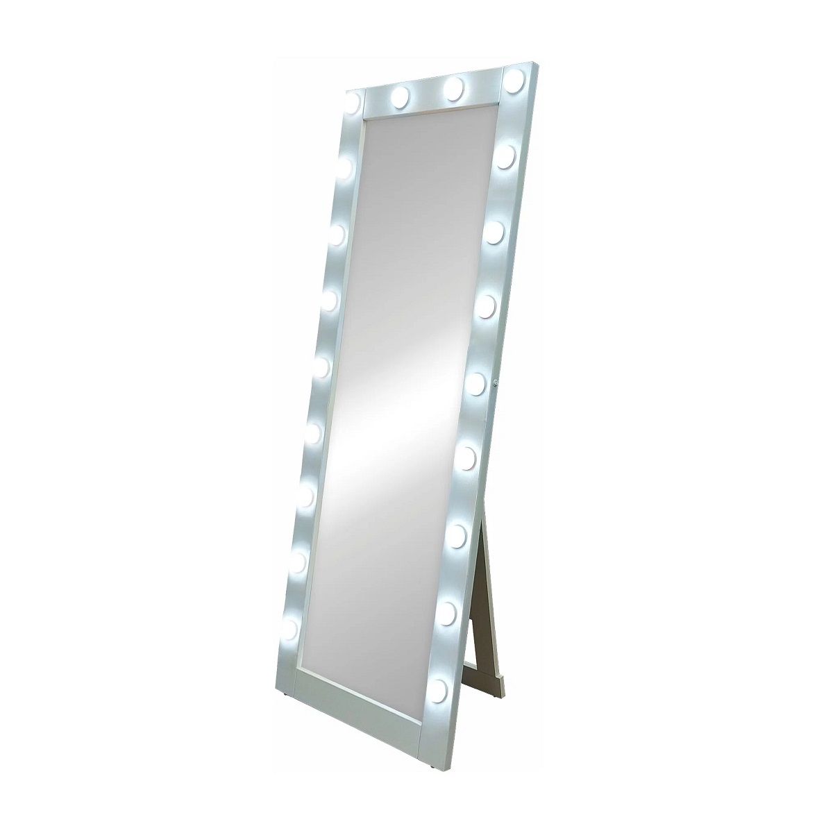Зеркало Гримерное напольное белое 600х1750 (20 ламп)