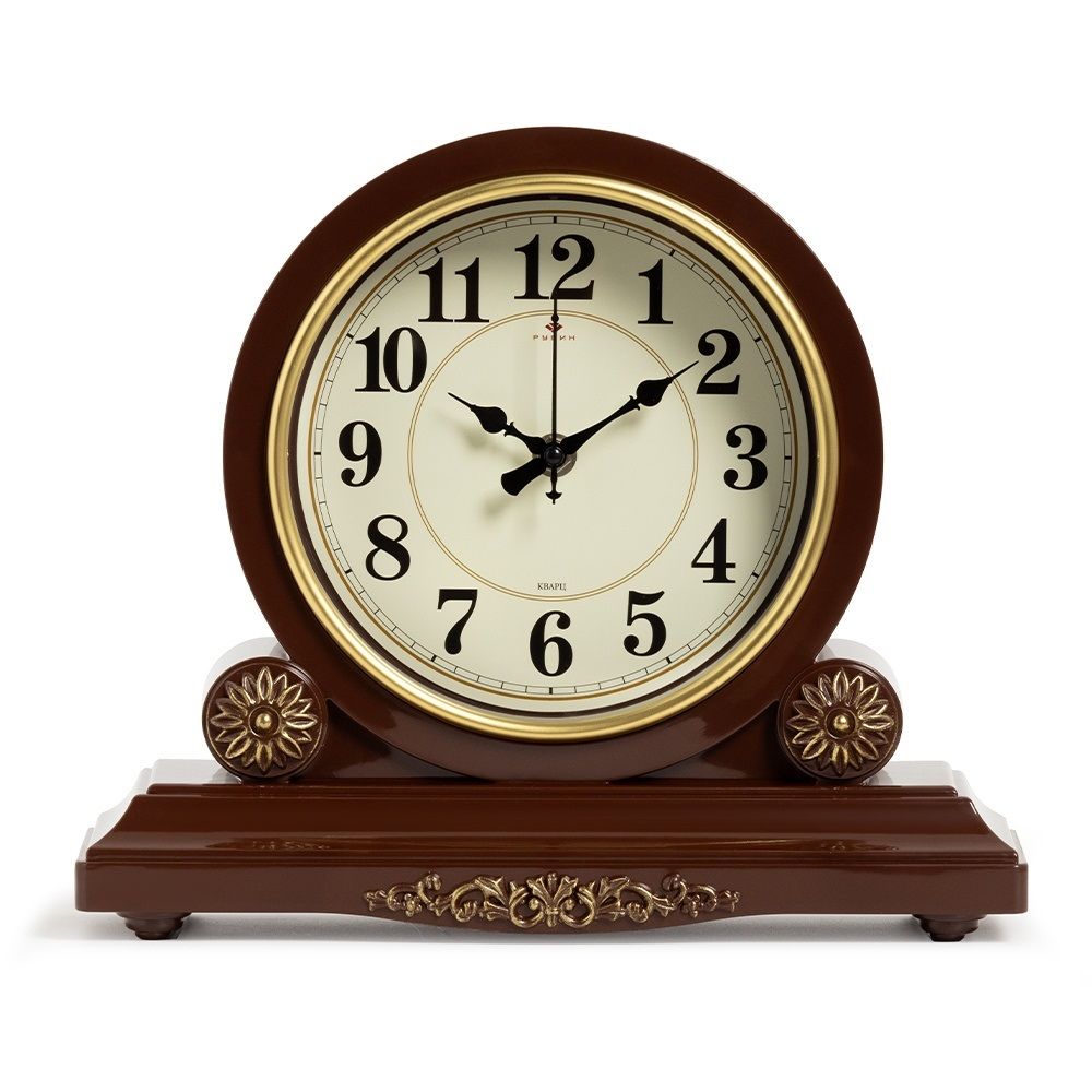 Часы настольные Классика 30х26 см коричневый с золотом