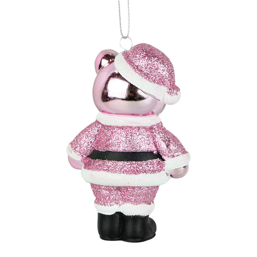 Игрушка елочная Волшебный медвежонок 8х5х12 см розовый