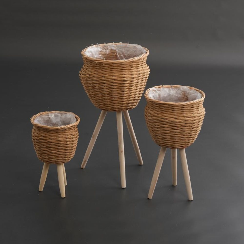 Кашпо коричневое 21х20 см с ножками 2024-7898