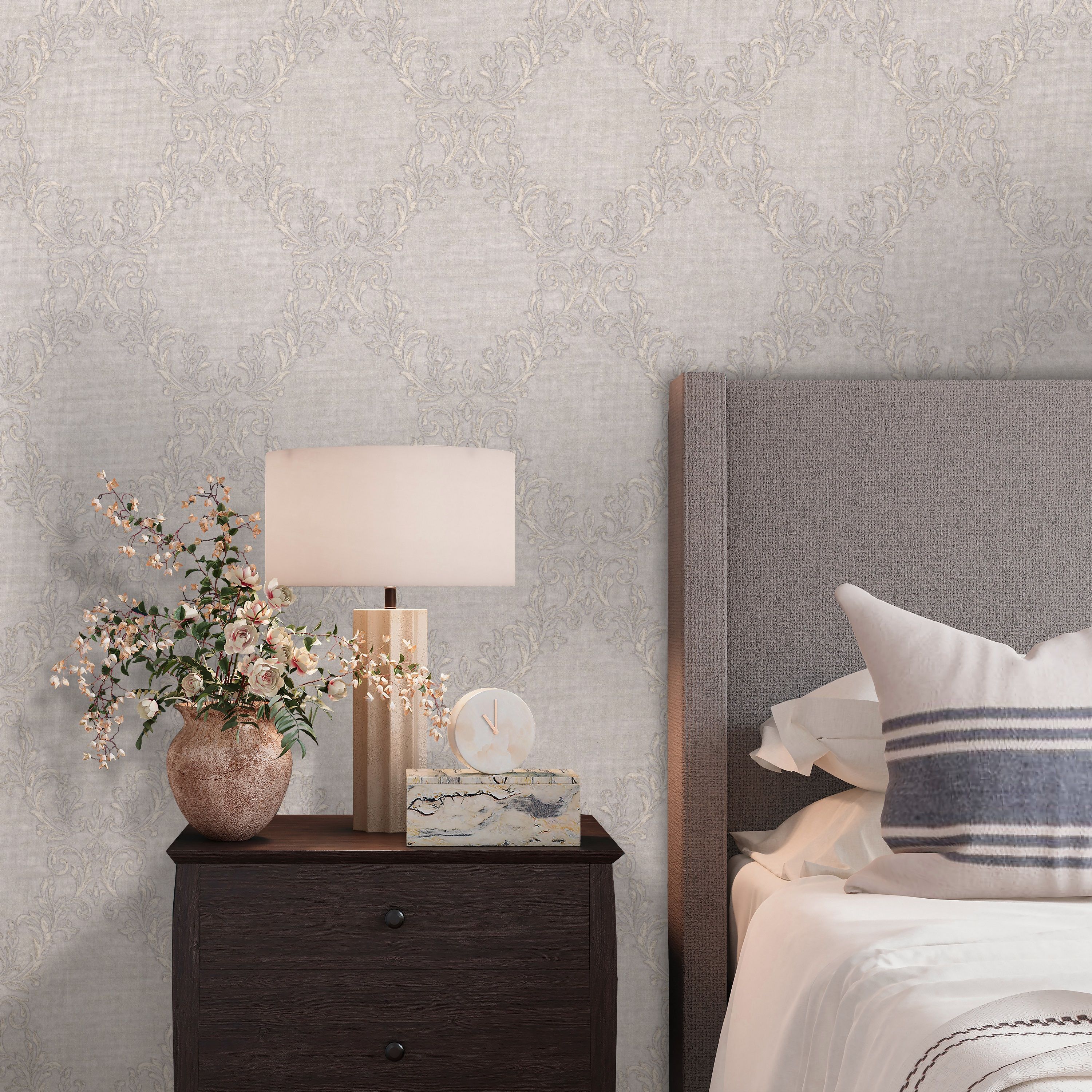 Обои Ornamy Palazzo 8088-11 серые вензель 1,06х10,05 м