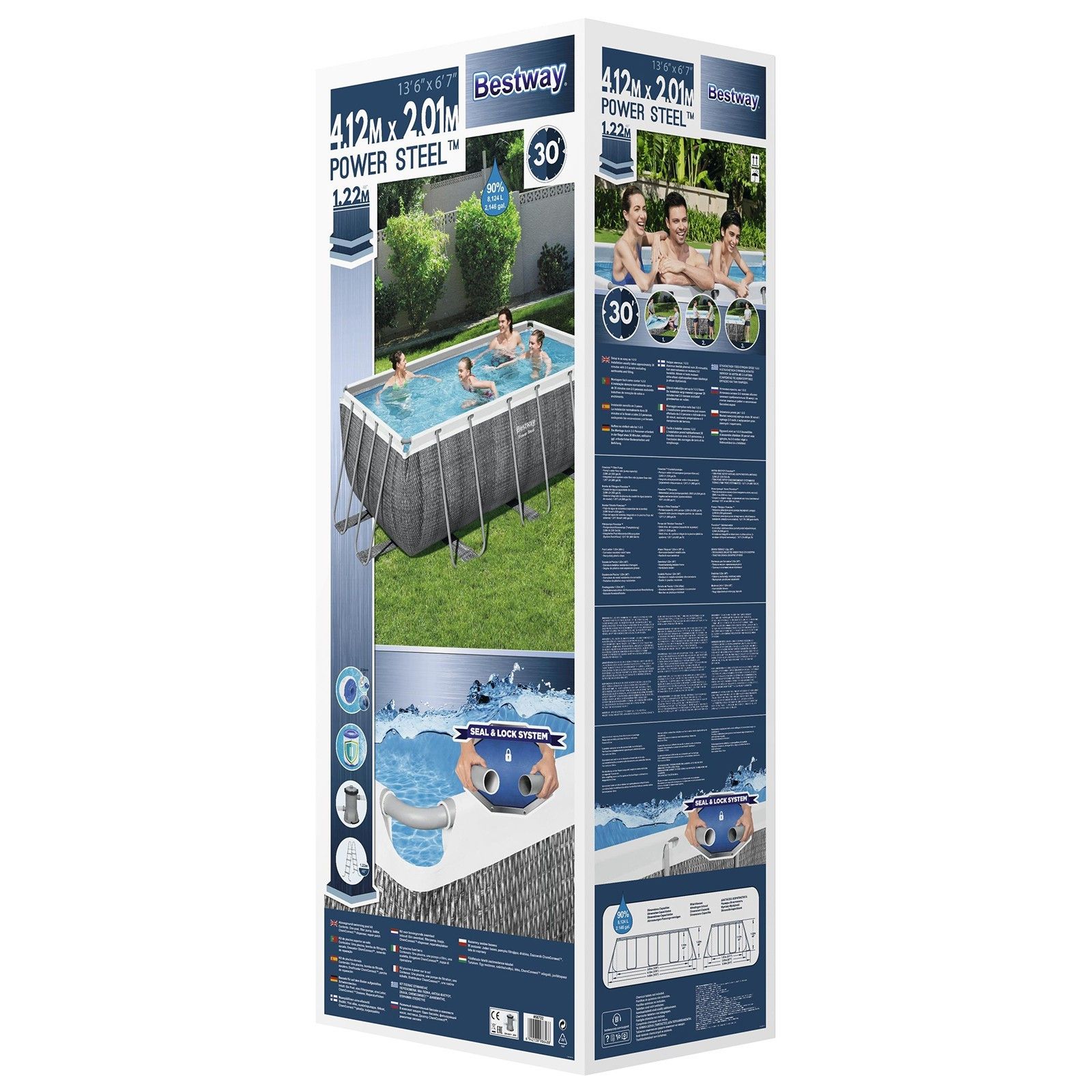 Бассейн каркасный прямоугольный 412x201x122 см 8124 л Bestway Steel Pro Max ф-насос 56722