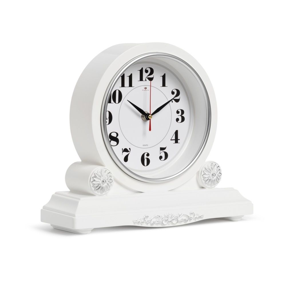Часы настольные Классика 30х26 см белый с серебром