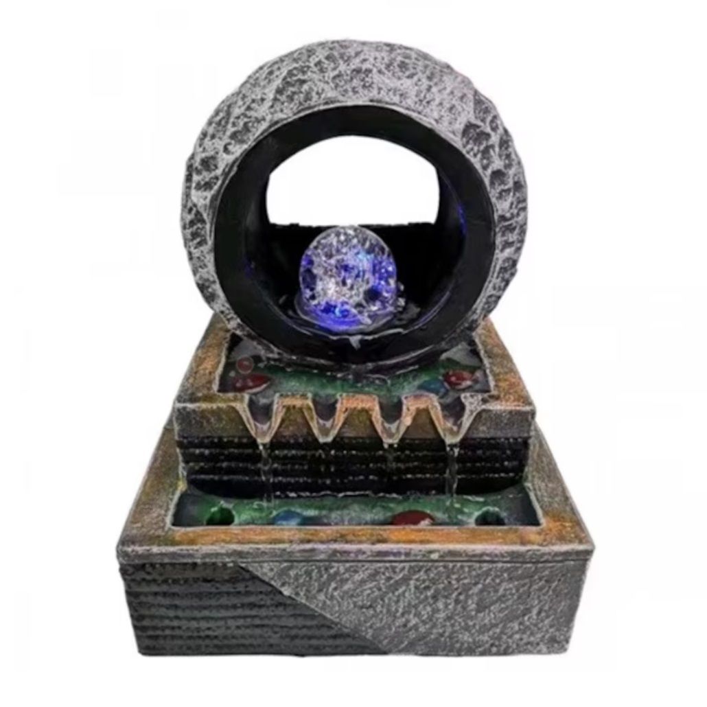 Фонтан декоративный 24х14х20 см с шаром и подсветкой 2024-7010