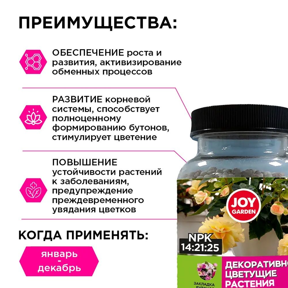 Удобрение для декоративно-цветущих растений Joy Garden 200 г