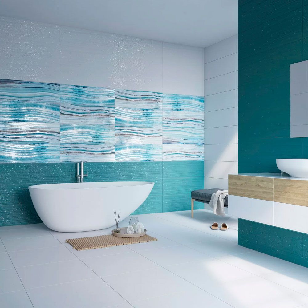 Плитка настенная Gracia Ceramica Marella turquoise wall 01 30х90 см бирюзовая 1,35 м2