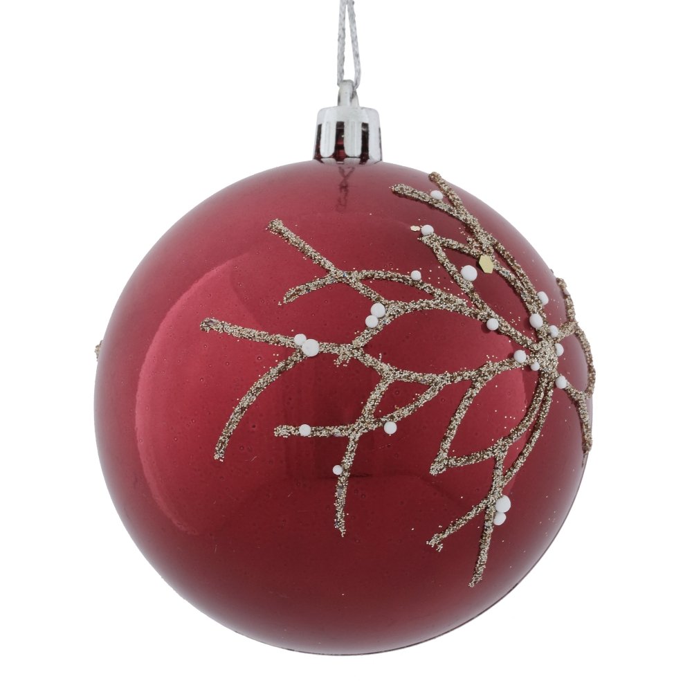 Шар новогодний 8 см красный 753298