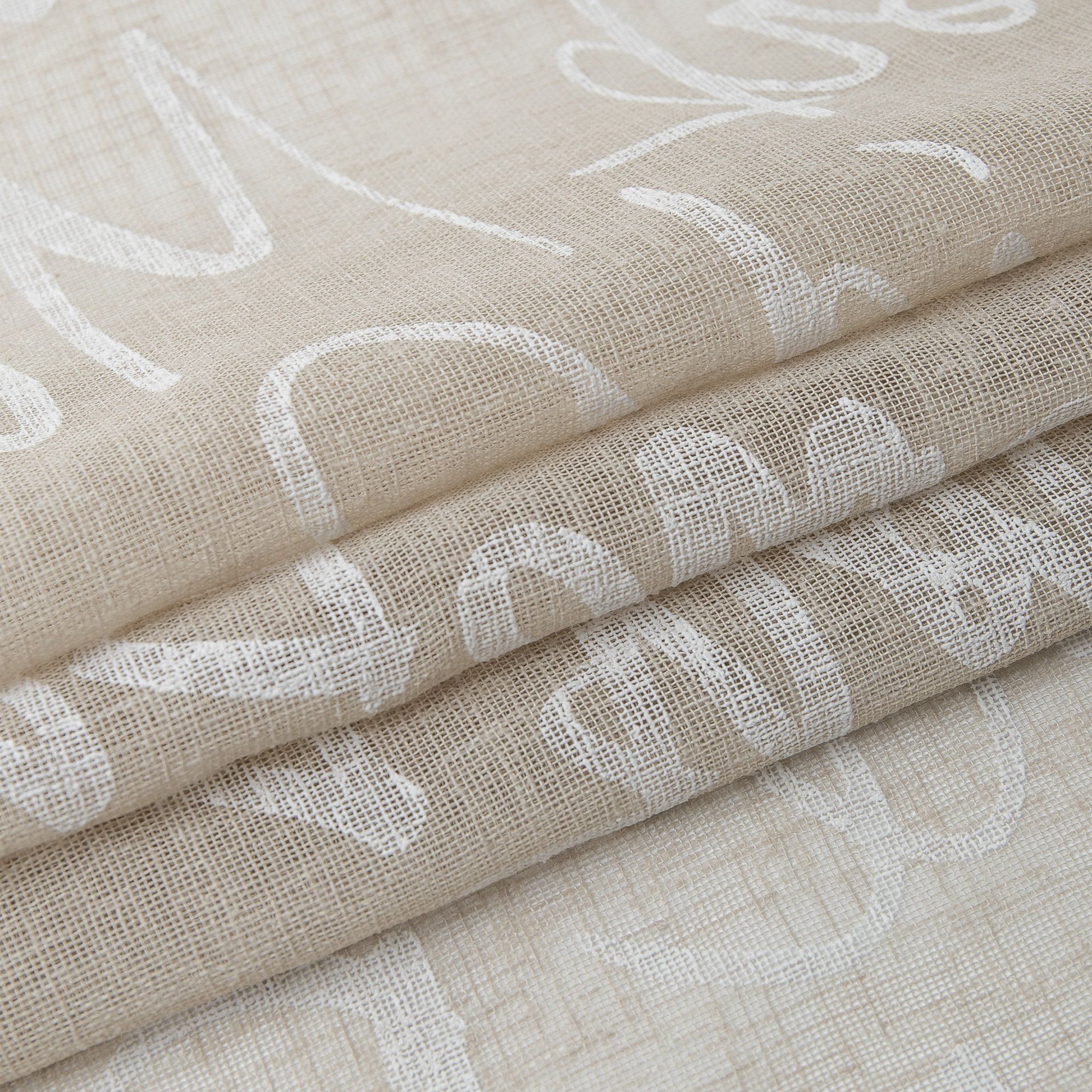 Ткань для штор Тюль лен печать EL 4079-02/300 LPech ut бежевый