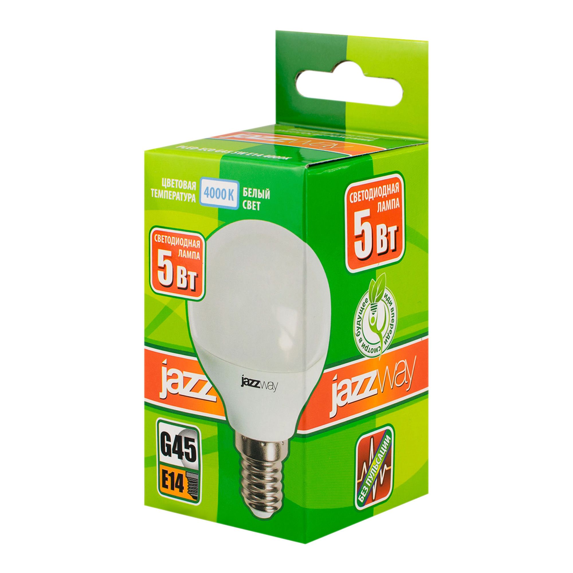 ЛАМПА светодиодная бел.свет E14 230В 5Вт 4000K 400 Lm PLED-ECO-G45 Jazzway