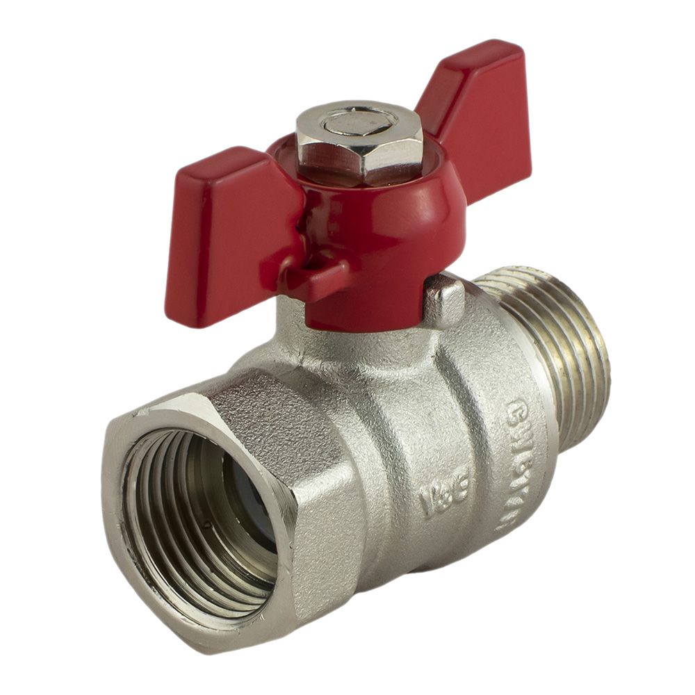 Кран шаровой никель 1/2'' ВР/НР бабочка полнопроходной 1004 PN40