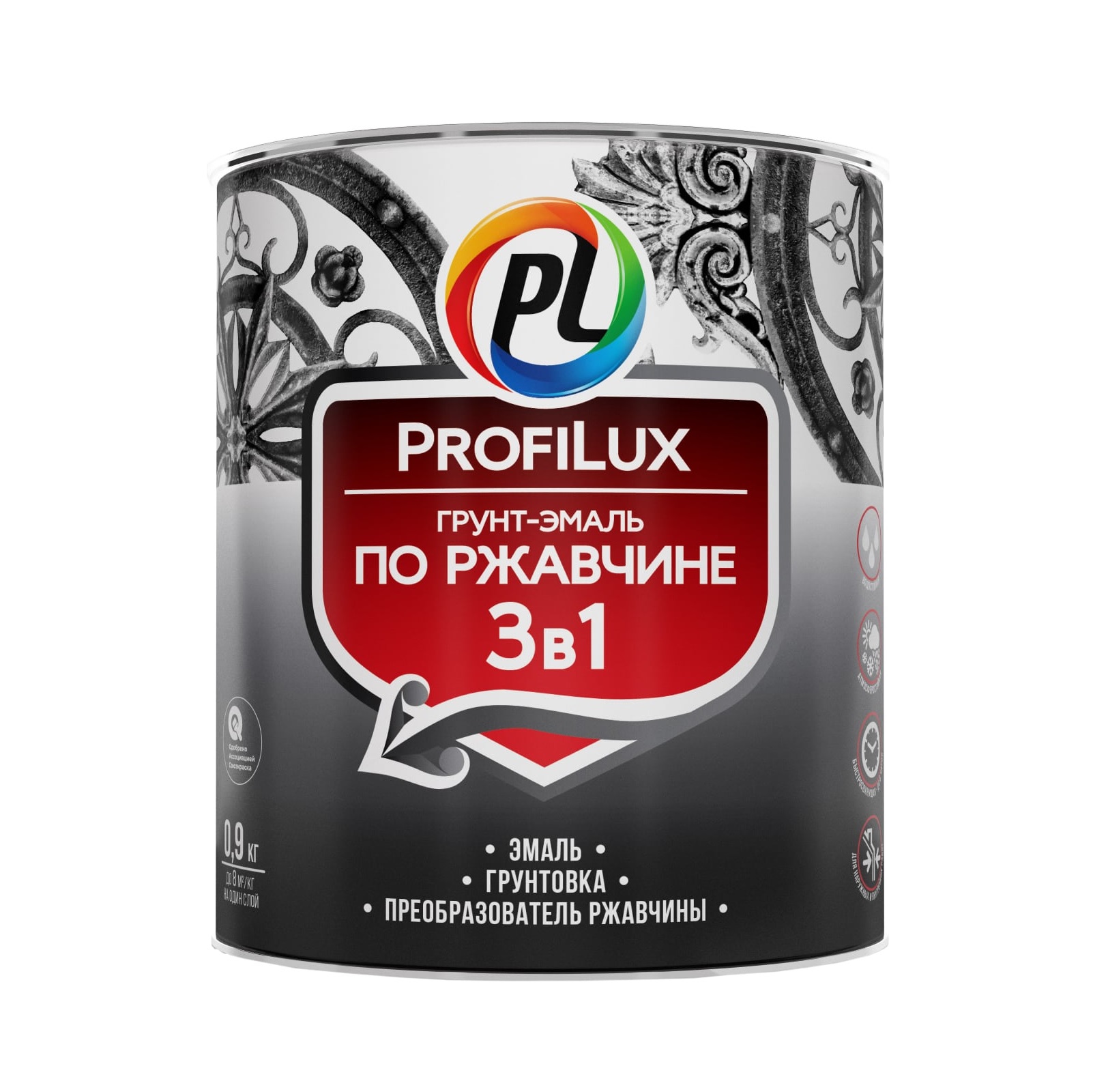 Грунт-эмаль Profilux SUPERPRICE  3в1 черная  0,9 кг