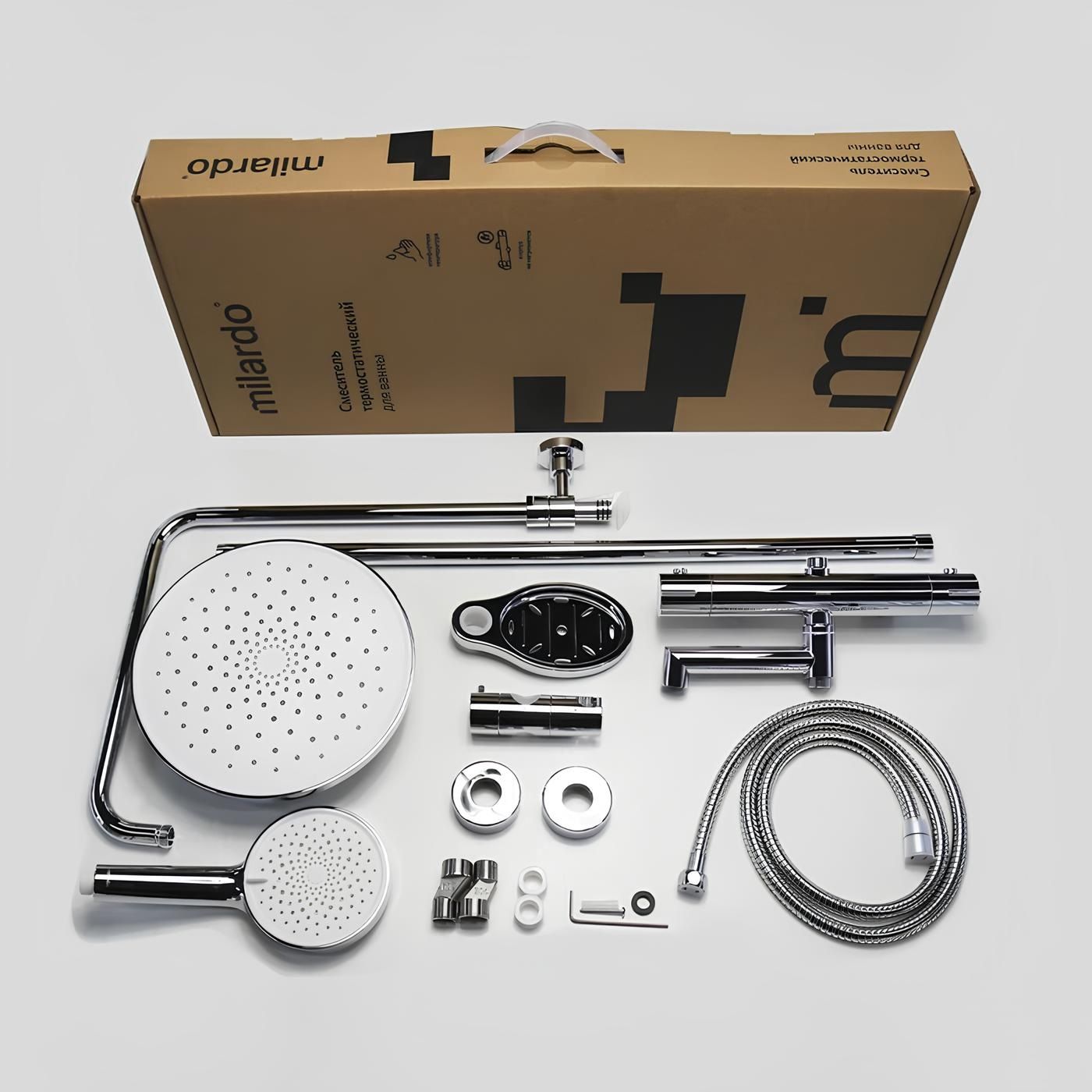 Душевая система Milardo Ideal Spa ILSSBTHM06 с тропическим душем и с термостатом