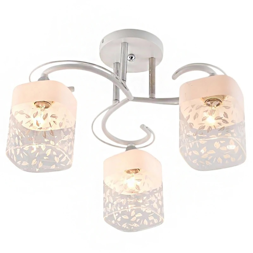 Люстра потолочная XA1520B/3 WH+CR белый/хром 3х60Вт E27 d450 h260, HN24