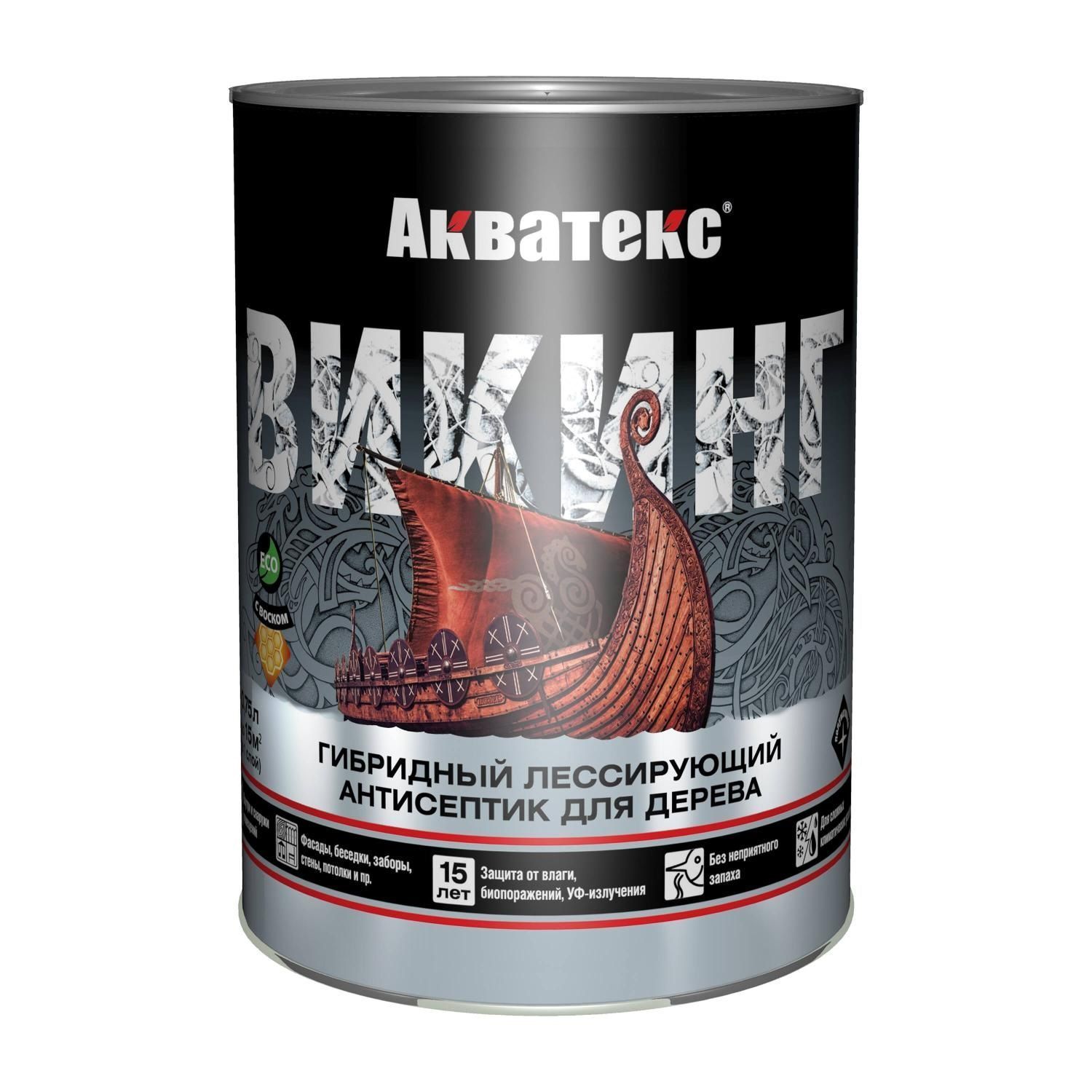 Акватекс ВИКИНГ (гибридный лессирующий антисептик для дерева) 0,75 л (тик)