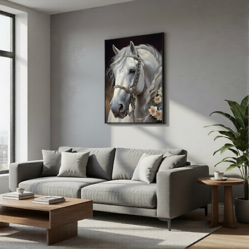 Картина интерьерная со смолой Белая лошадь 2 30х40 см 2025-0237