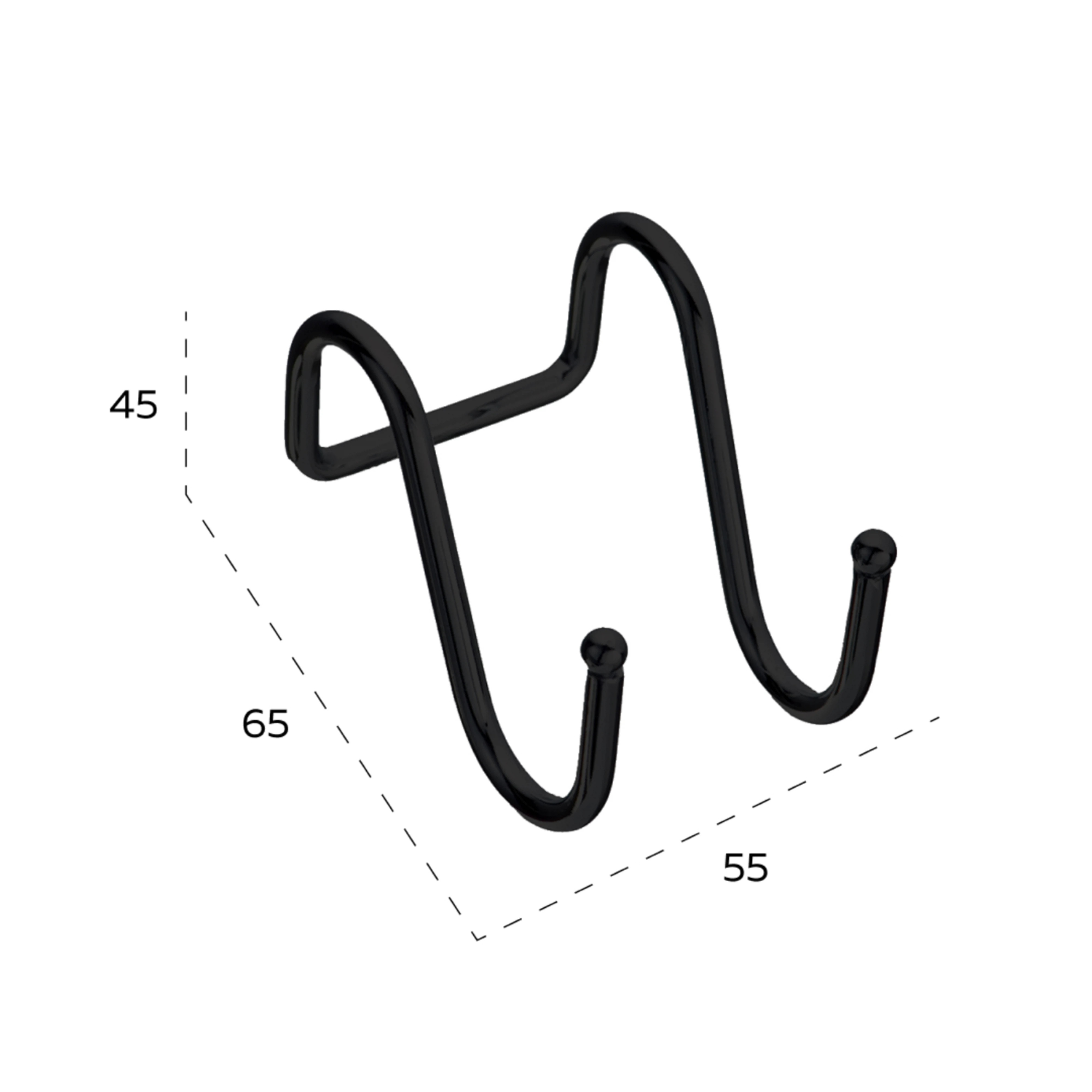 Крючок на рейлинг двойной, черный