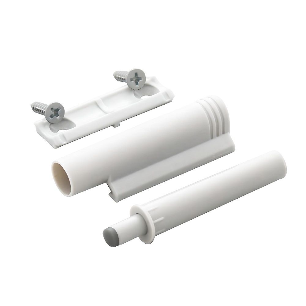 Амортизатор для плавного закрывания двери с прямоугольным держателем белый скрытый крепеж