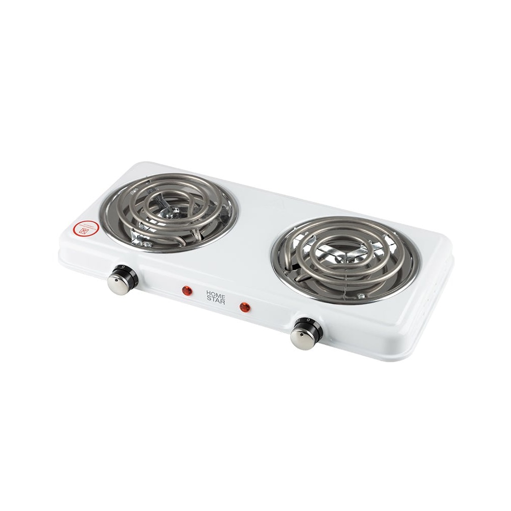 Плитка электрическая Homestar HS-1109 2 конфорки спираль 1кВт+1кВт белая