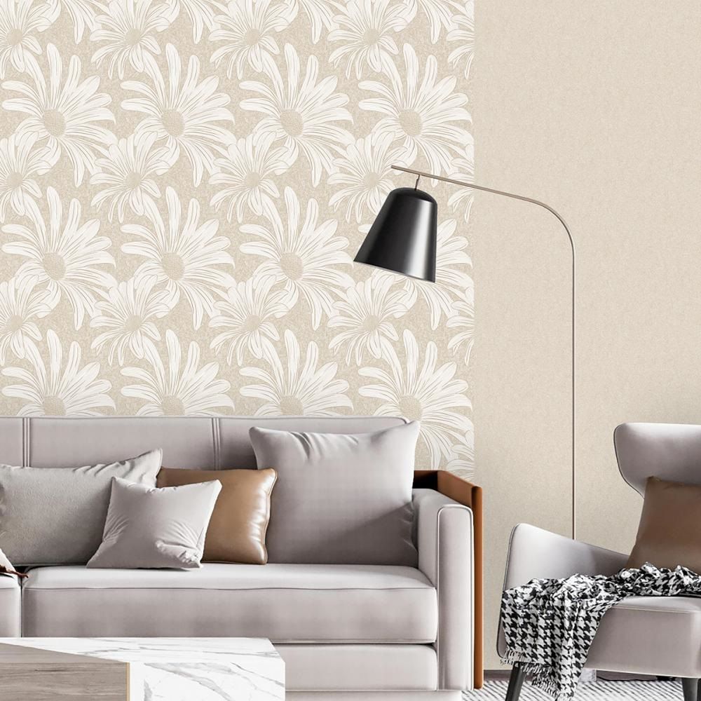 Обои Aurora Ромашка С50 5009 02 бежевые однотонные 1,06х10,05 м