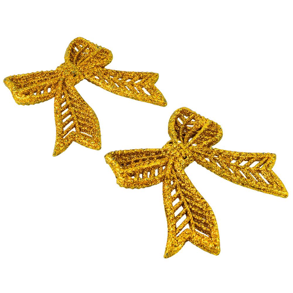 Подвеска в блесках Сказочные бантики 9х11 см золото 2 шт
