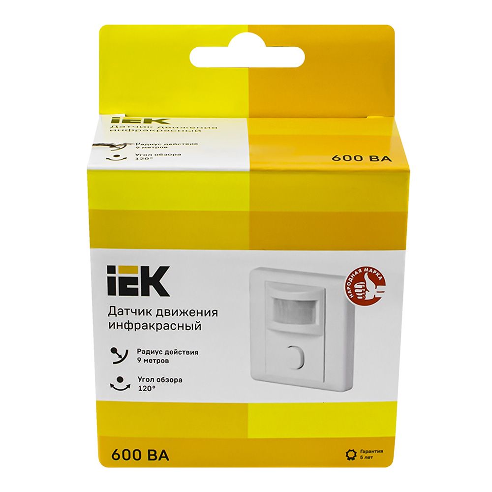 ДАТЧИК движения ДД 029 бел.макс.нагр.600Вт угол обз 140* дал. 9м IP20 ИЭК