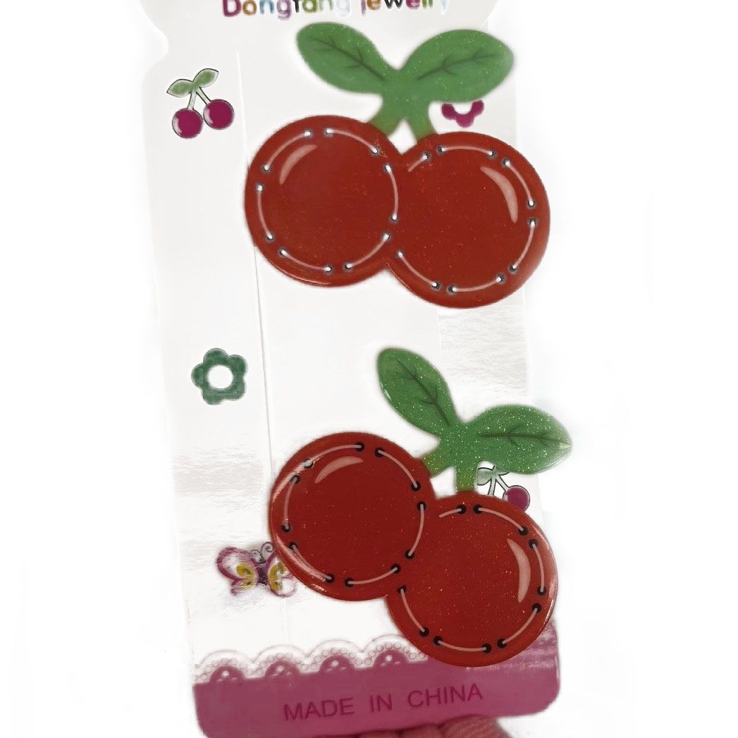 Аксессуары для волос детские Розовое облако Вишенки 2 зажима, 4 резинки