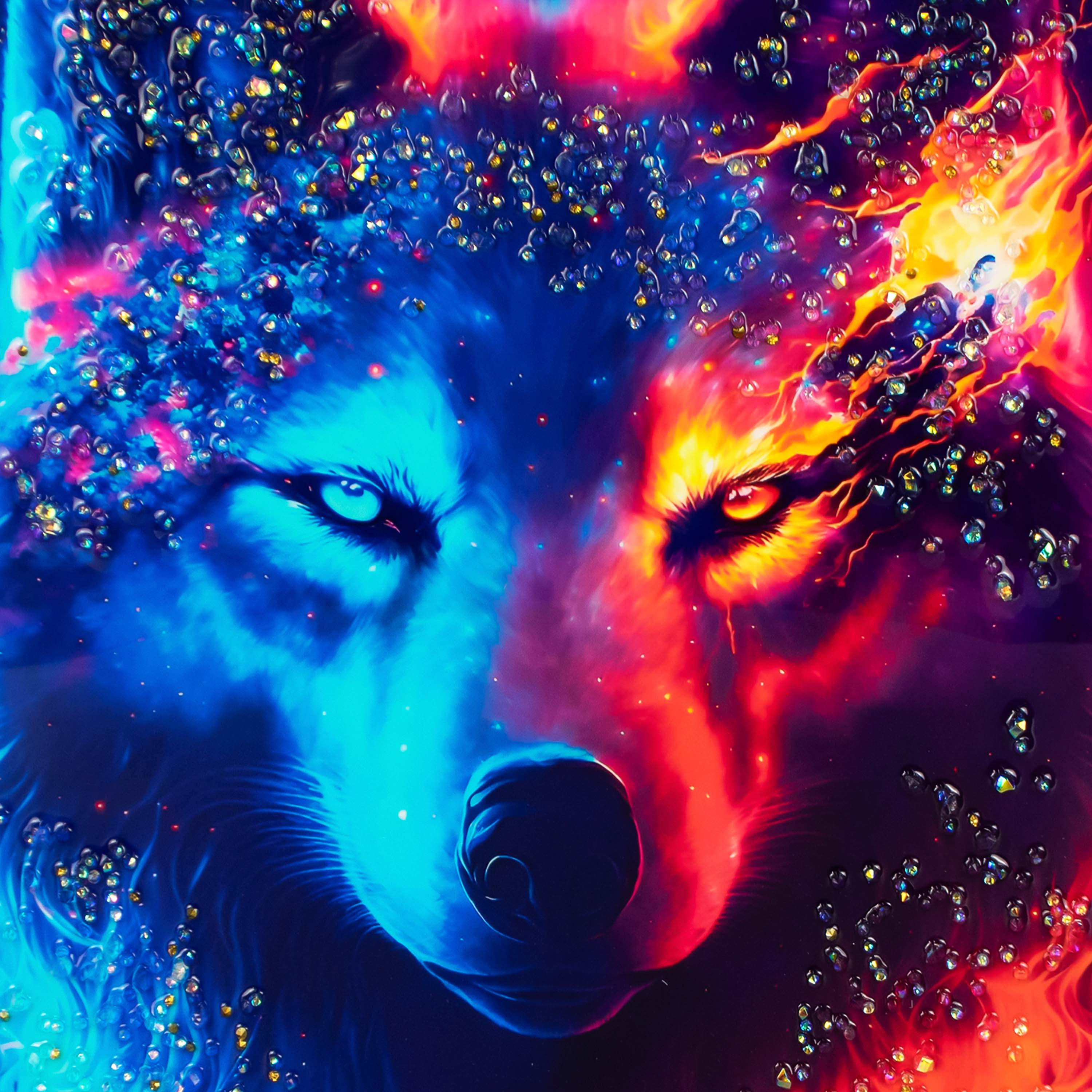 Картина интерьерная со смолой Волк 40х50 см 2024-4958