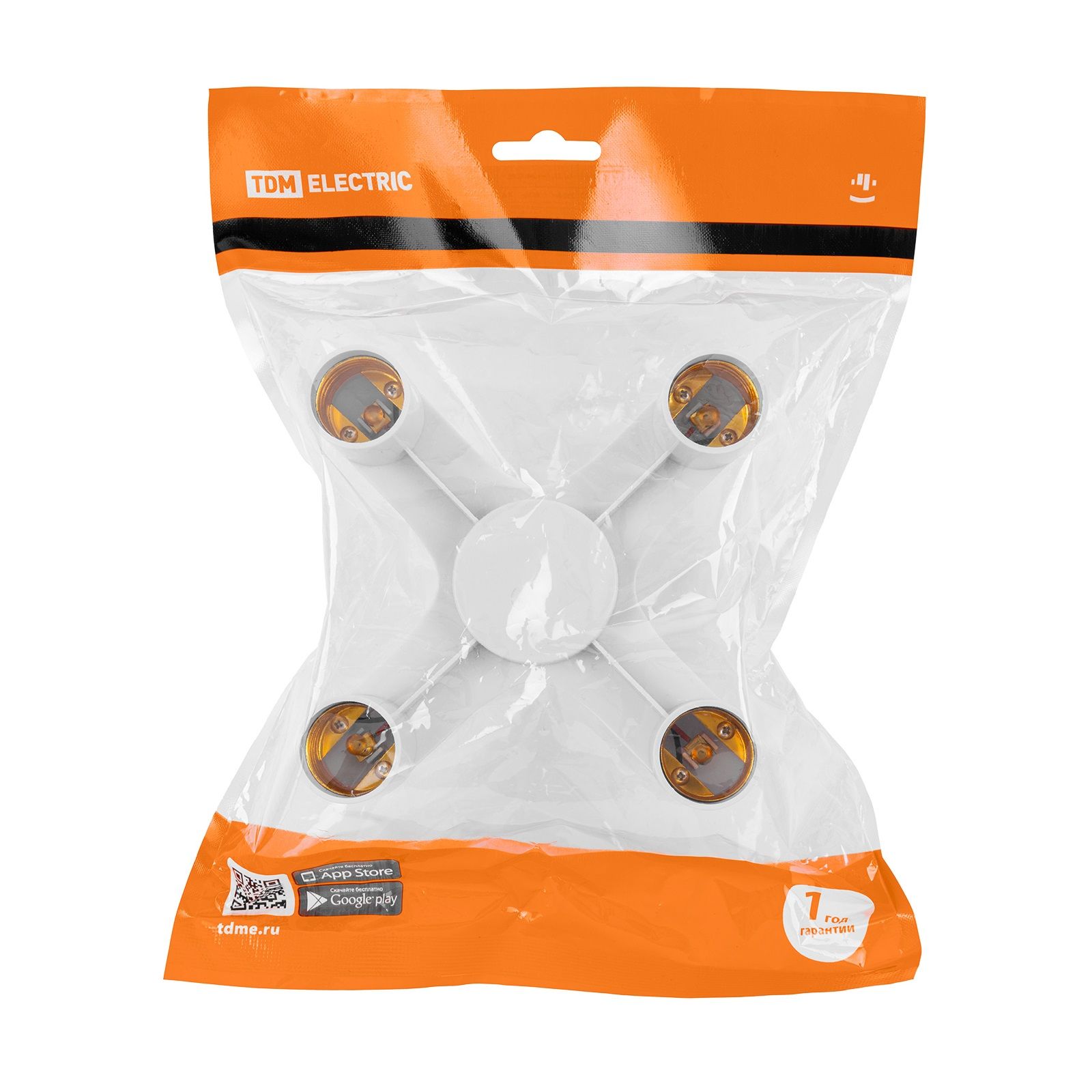 Переходник Е27-4хЕ27 белый TDM SQ0335-1021