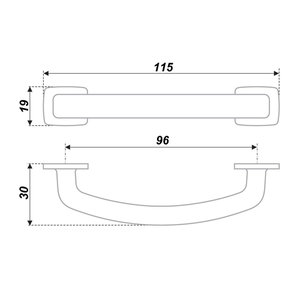 Ручка-скоба 96 мм MONO RS424BAP.5/96 брашированная старинная латунь ВИТРИНА+(вывод)