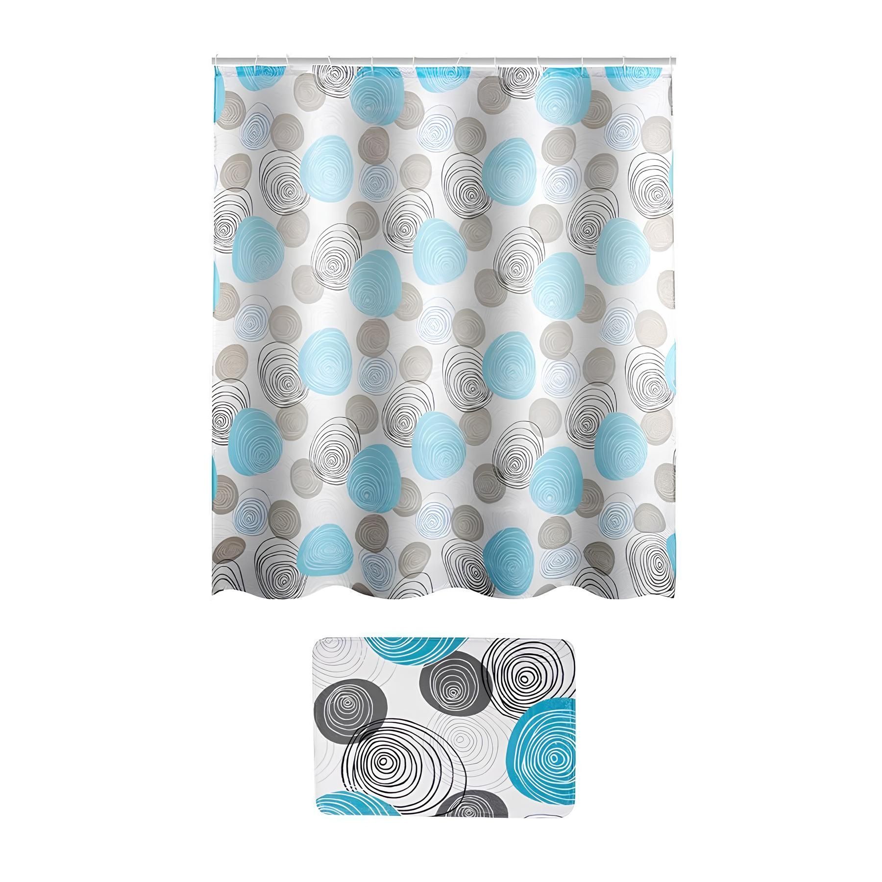 Набор для ванной комнаты 2 предмета (коврик 45х68 см, занавеска 180х160 см)