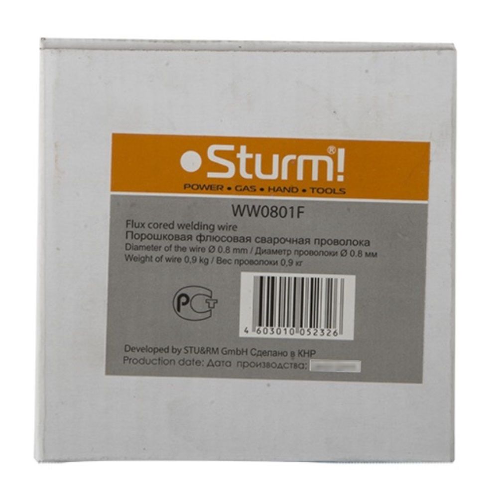 Проволока сварочная порошковая флюсовая 0,8 мм 0,9 кг Sturm! E71T-GS