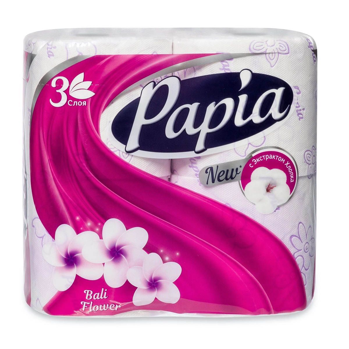 Туалетная бумага Papia Bali Flower 3-слойная белая с ароматом 4 рулона
