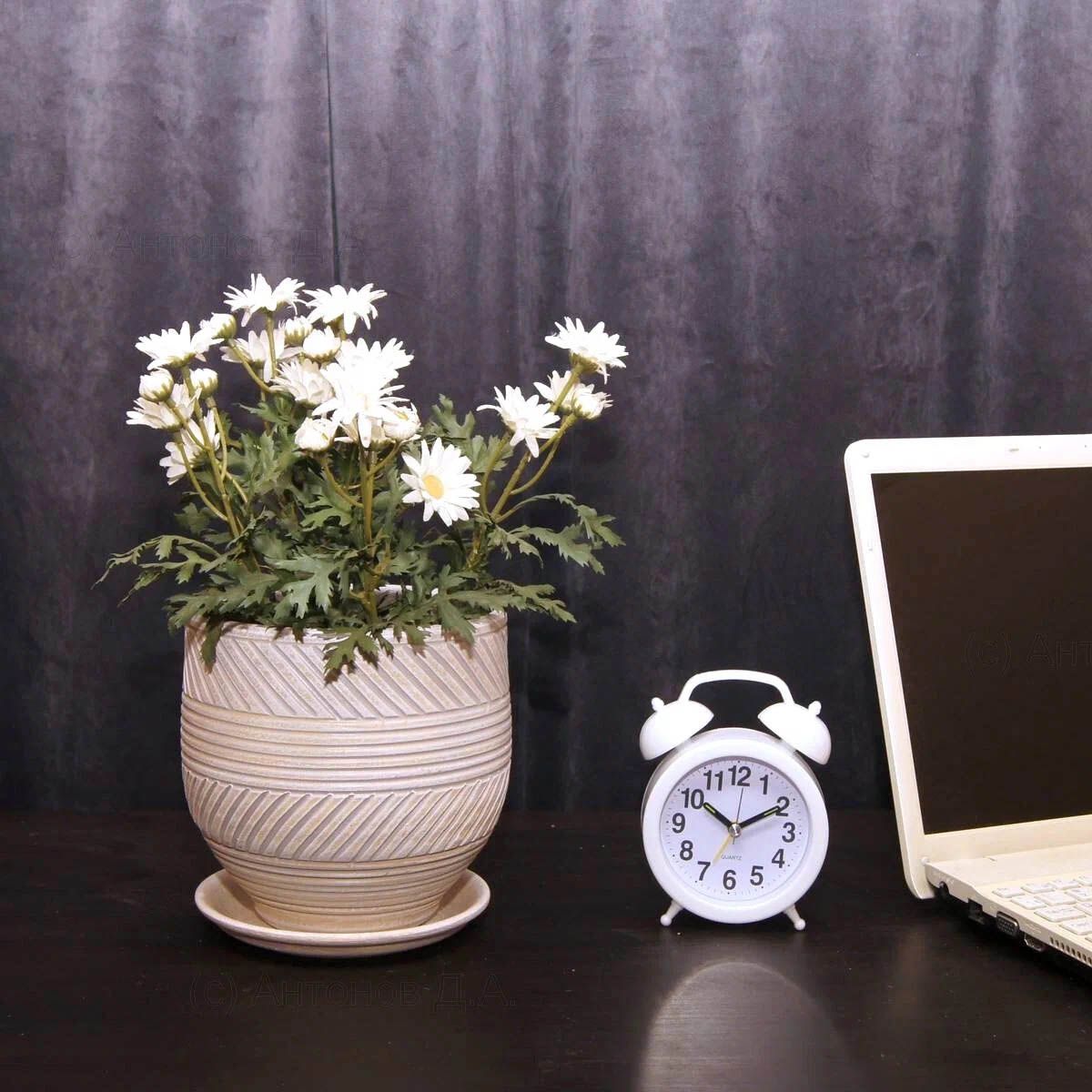 Горшок цветочный Страйп капучино овал 19 см 3,5 л