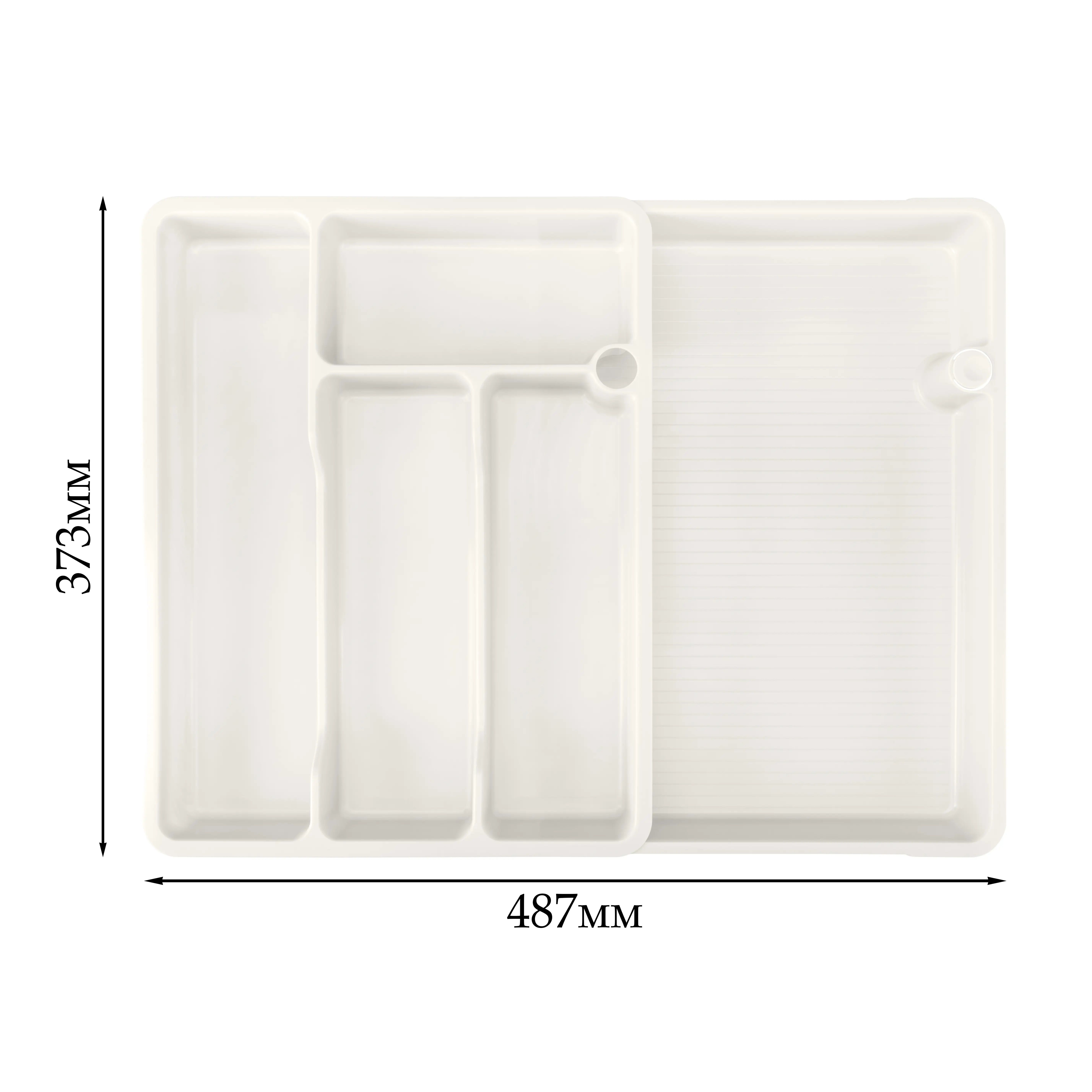 Лоток для столовых приборов раздвижной 373х287х49 мм светло-серый