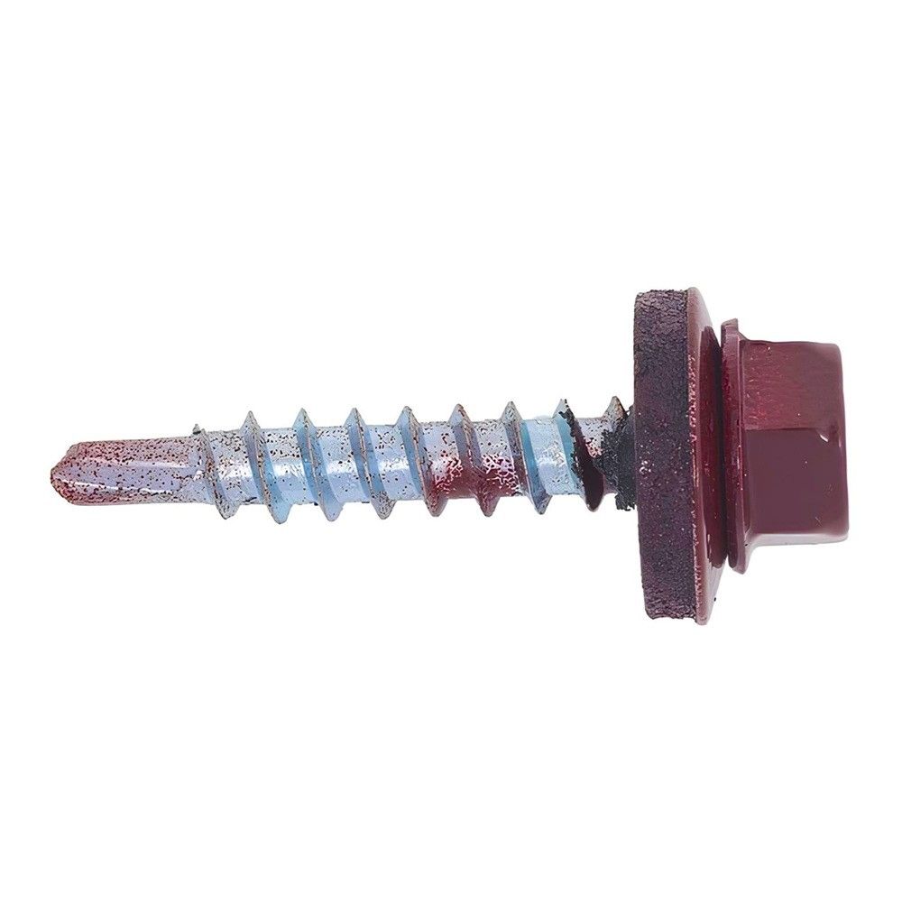 Саморез кровельный 4,8х28 мм винно-красный RAL 3005 10 шт