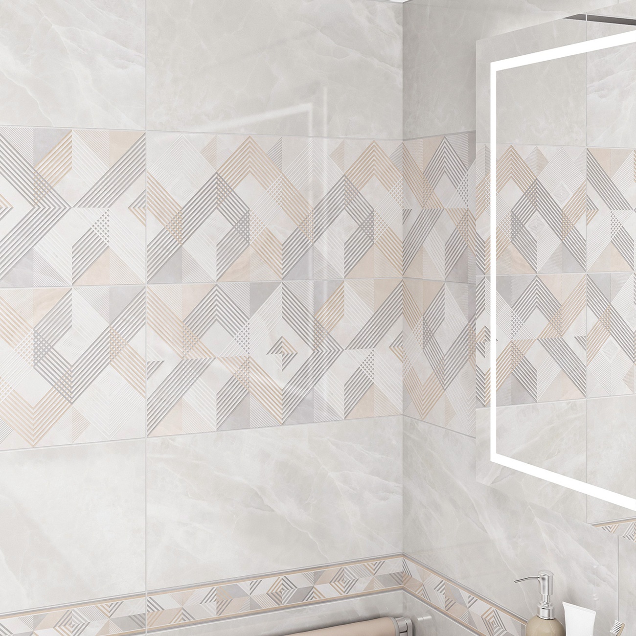 Плитка настенная Alma Ceramica Rivoli TWU09RVL024 24,9х50 см кремово-серая 1,494 м2