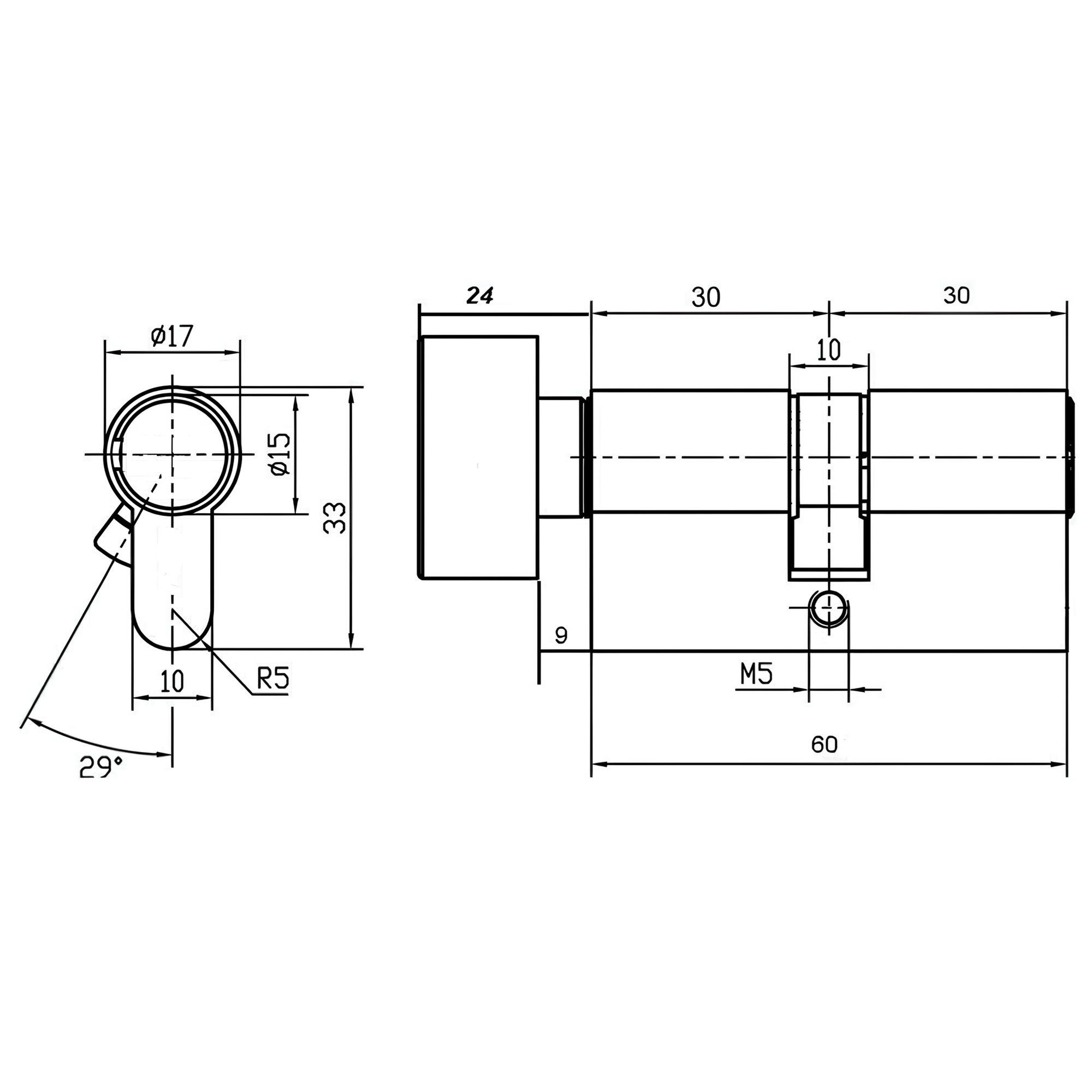 Механизм цилиндровый 60 мм с вертушкой Rucetti HS R60CK SN мат. никель