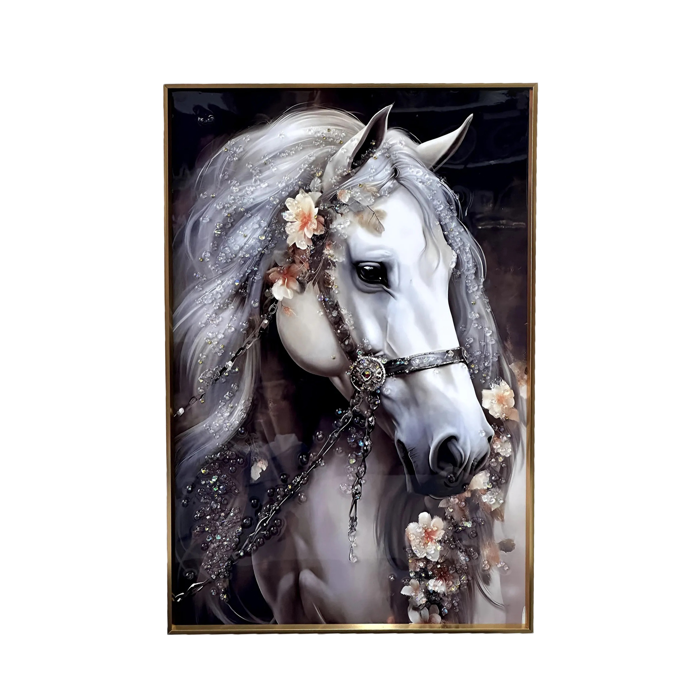 Картина интерьерная со смолой Белая лошадь 1 30х40 см 2025-0236