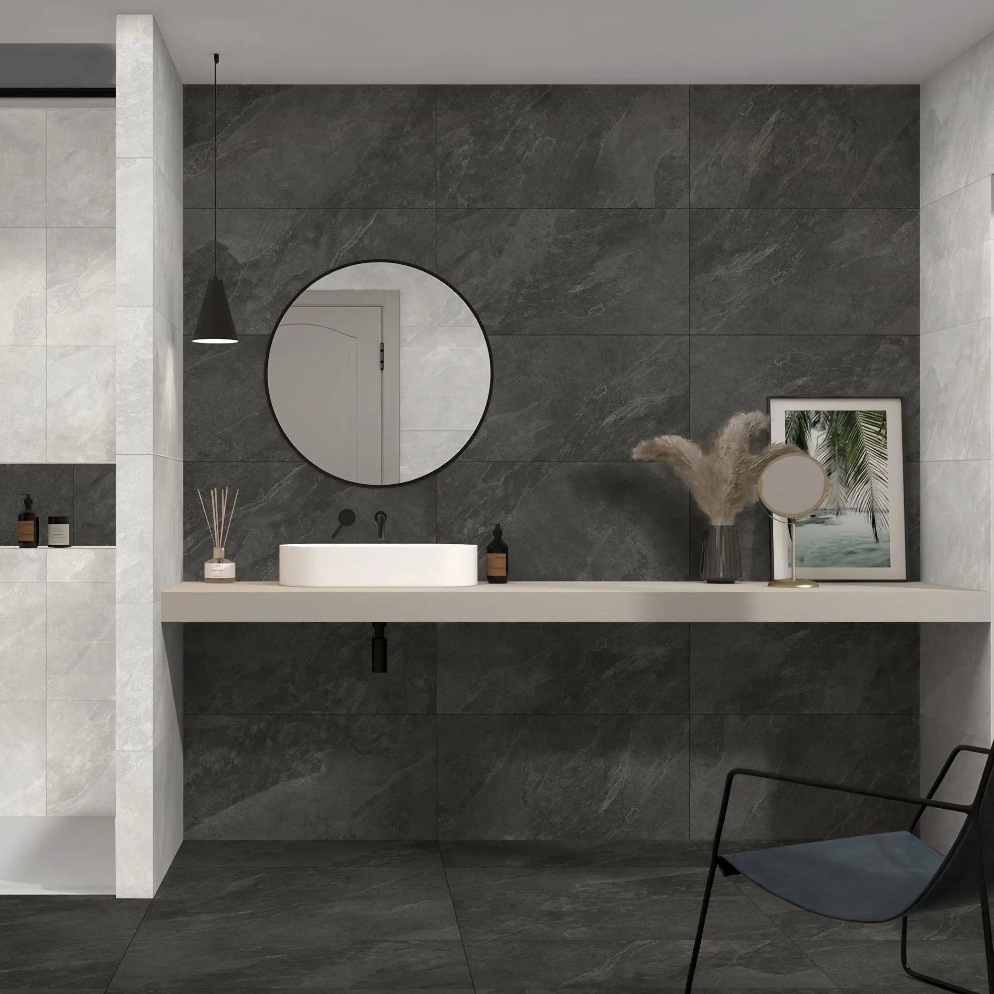 Керамогранит Global Tile Newton GT408013705MSR11 40х80 см черный 1,6 м2