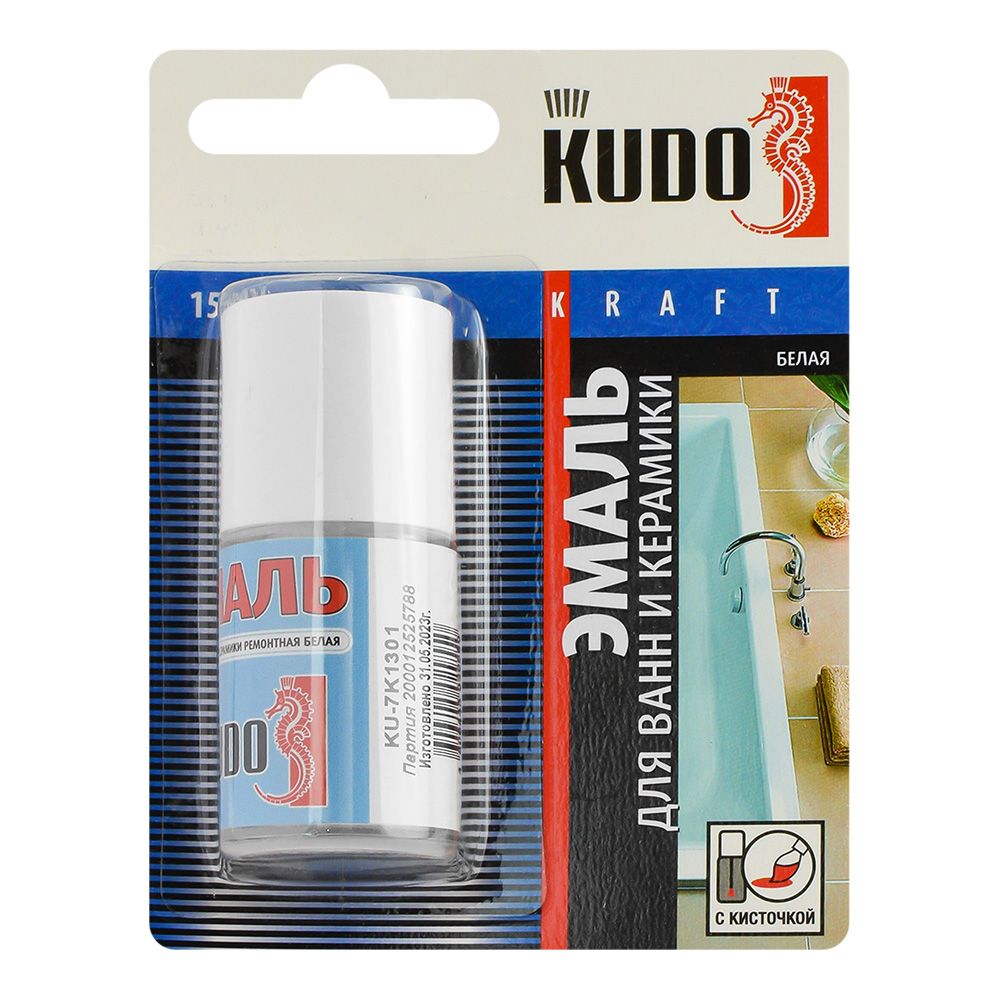 Эмаль для ванн с кисточкой белая KUDO-1301K7 20 г