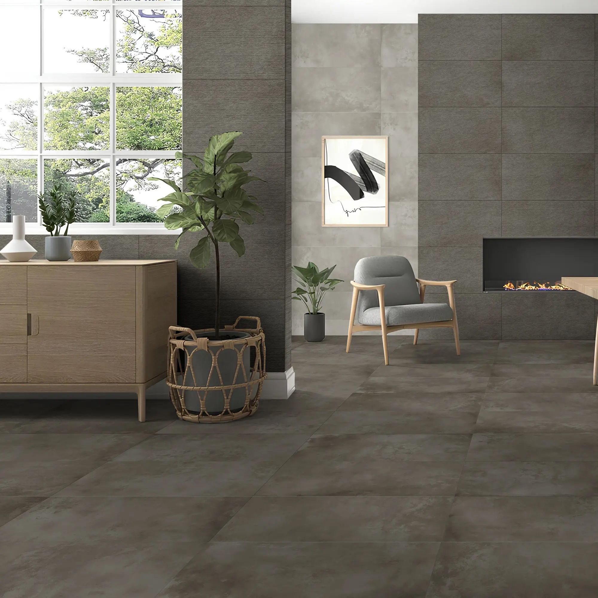 Керамогранит Global Tile Onega GT408013505MR 40х80 см черный 1,6 м2