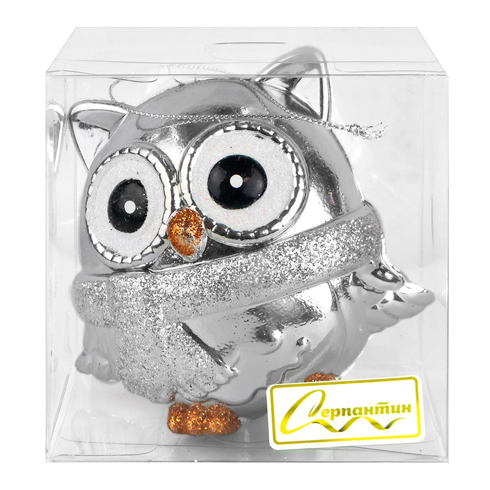 Игрушка елочная Мудрая сова 10х5х10 см серебро