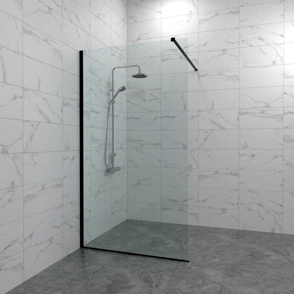 Перегородка душевая Triton Плано-Блэк 800х2000 мм стекло прозрачное, профиль черный