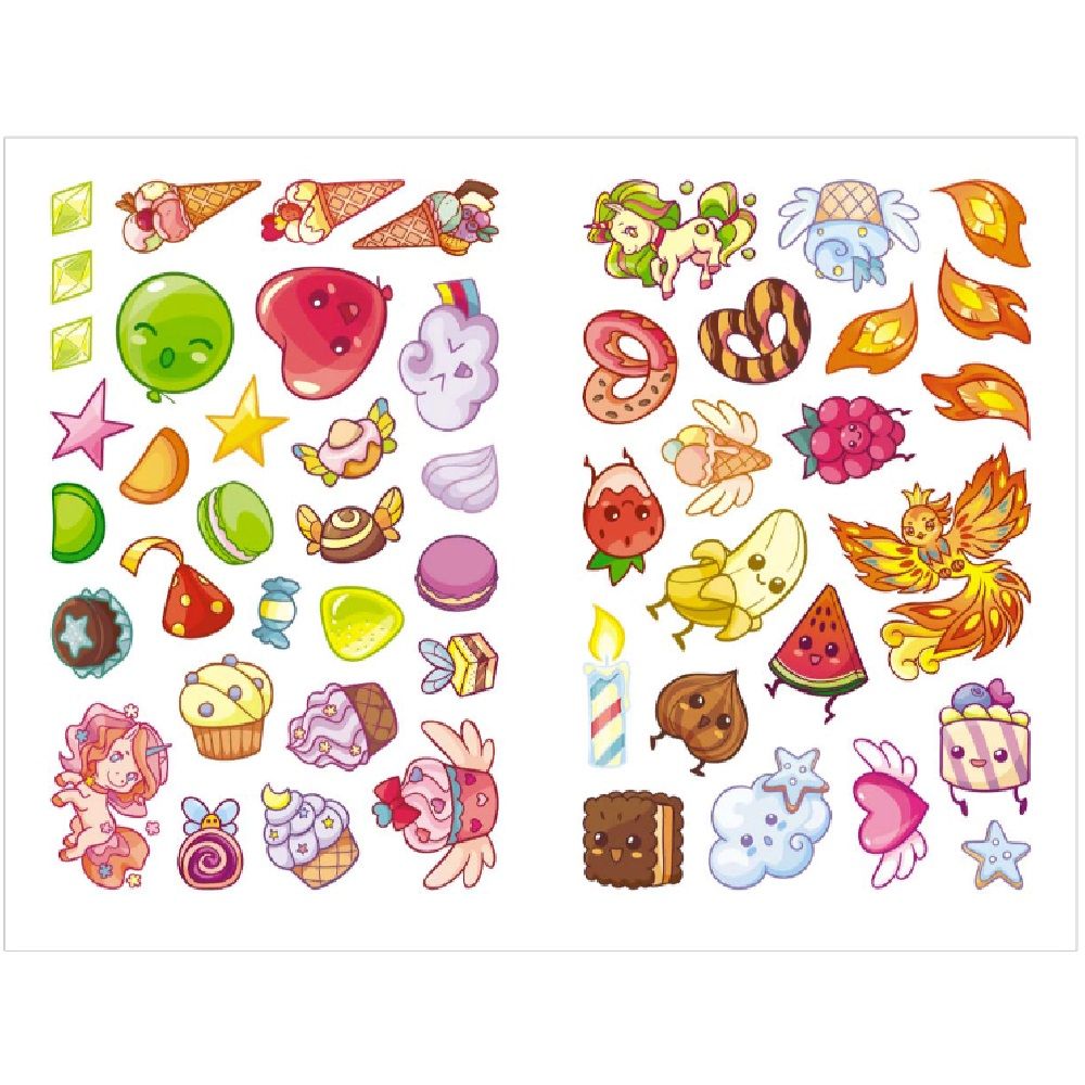 Раскраска Единороги в сладкой сказке с наклейками